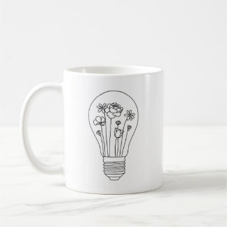 Cute Flowers in Light Bulb Coffee Mok