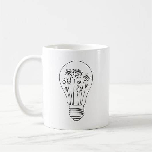 Cute Flowers in Light Bulb Coffee Mok (Links)