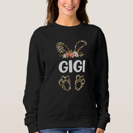 Cute Flowers Leopard Gigi Bunny Easter Moeders Da Trui (Voorkant)