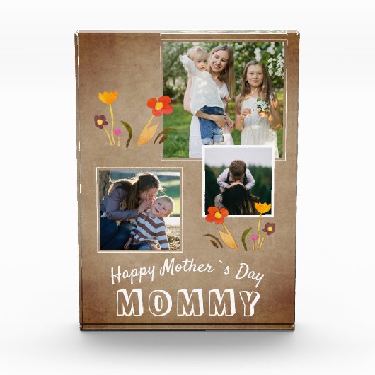 Cute Flowers Old Paper Happy Mama Day 3 Fotoblokken (Voorkant)