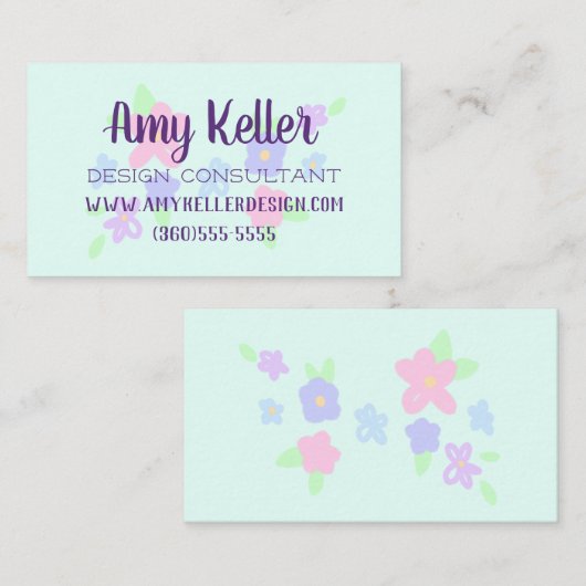 Cute Flowers Pastel Visitekaartje (Voorkant / Achterkant)