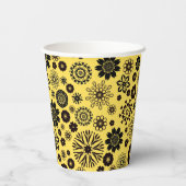 Cute Flowers Personalized Names Black & Yellow Papieren Bekers (Achterkant)