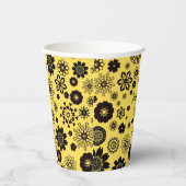 Cute Flowers Personalized Names Black & Yellow Papieren Bekers (Rechts)