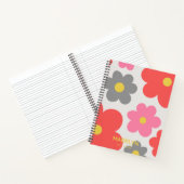 Cute flowers Red Custom script Spiral Notebook Notitieboek (Binnen)