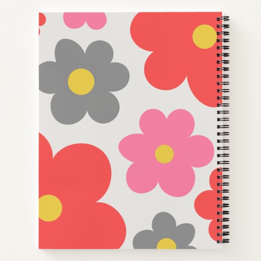 Cute flowers Red Custom script Spiral Notebook Notitieboek (Achterkant)