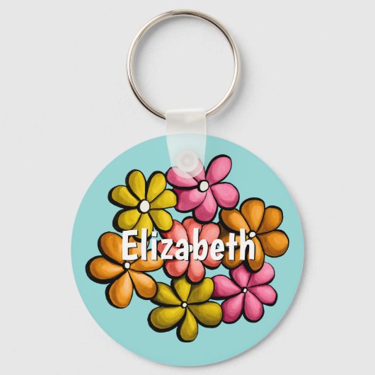 Cute Flowers Spring Girl Name Sleutelhanger (Voorkant)