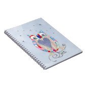 Cute Flowery Blue Roze Whimsical Owl Afbeelding Notitieboek (Rechterzijde)