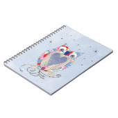 Cute Flowery Blue Roze Whimsical Owl Afbeelding Notitieboek (Linkerzijde)