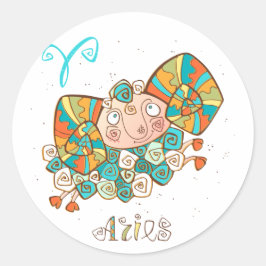 Cute Fluffy Aries Ronde Sticker