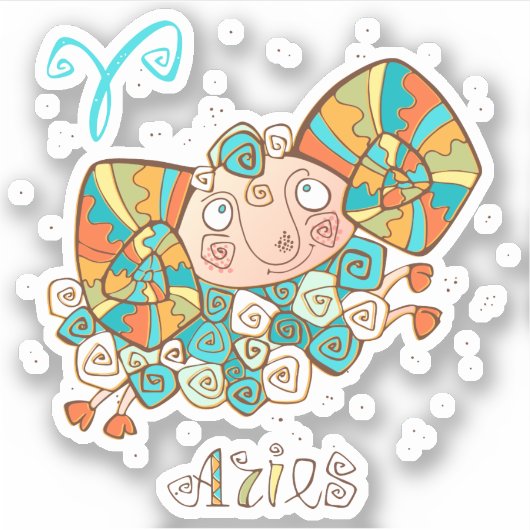 Cute Fluffy Aries Sticker (Voorkant)