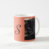 Cute Fluffy Black Cat Foto gepersonaliseerd Koffiemok (Voorkant rechts)