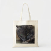 Cute Fluffy Black Cat Foto gepersonaliseerd Tote Bag (Voorkant)