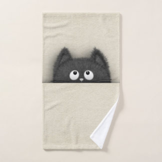 Cute Fluffy Black cat piek uit Bad Handdoek
