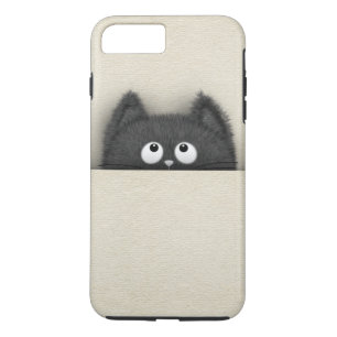 Cute Fluffy Black cat piek uit Case-Mate iPhone Case