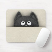 Cute Fluffy Black cat piek uit Muismat (Met muis)