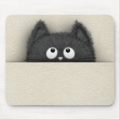 Cute Fluffy Black cat piek uit Muismat (Voorkant)