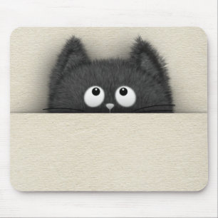 Cute Fluffy Black cat piek uit Muismat