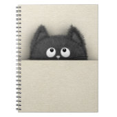 Cute Fluffy Black cat piek uit Notitieboek (Voorkant)