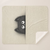 Cute Fluffy Black cat piek uit Sherpa Deken (Voorkant (horizontaal))