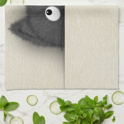 Cute Fluffy Black cat piek uit Theedoek (Gevouwen)