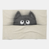 Cute Fluffy Black cat piek uit Theedoek (Horizontaal)