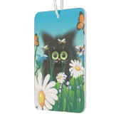 Cute Fluffy Black Kitten en Daisies Art Luchtverfrisser (Links)