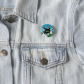 Cute Fluffy Black Kitten en Daisies Art Ronde Button 3,2 Cm (In situ)