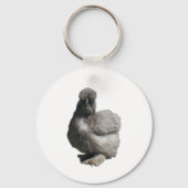 Cute Fluffy Blue Silkie Chicken Sleutelhanger (Voorkant)