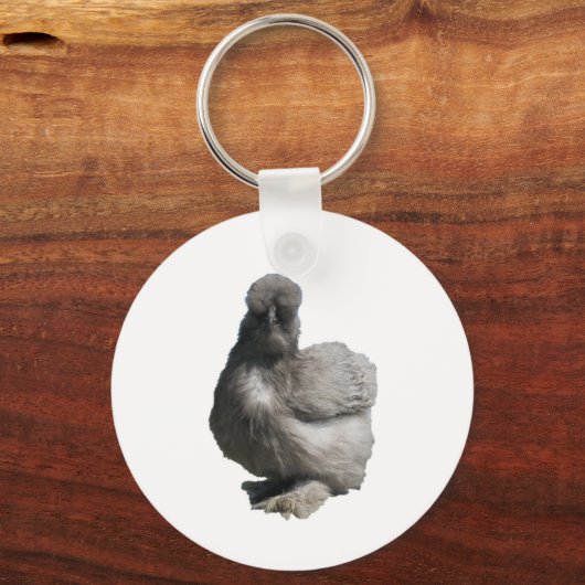 Cute Fluffy Blue Silkie Chicken Sleutelhanger (Voorkant)