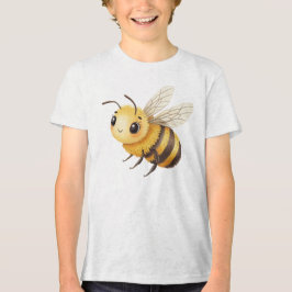 Cute Fluffy Bumblebee Character Illustration Tri-Blend Shirt