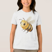 Cute Fluffy Bumblebee Character Illustration Tri-Blend Shirt (Voorkant)