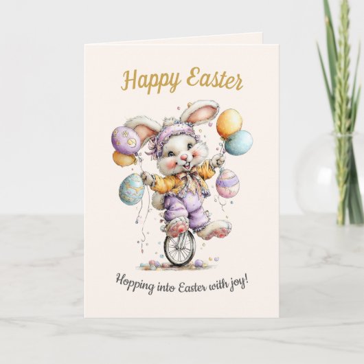 Cute Fluffy Bunny, Funny Happy Easter Card  Feestdagen Kaart (Voorkant)