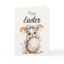 Cute Fluffy Bunny in lente pasteltinten Pasen kaar