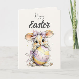 Cute Fluffy Bunny in lente pasteltinten Pasen kaar Feestdagen Kaart