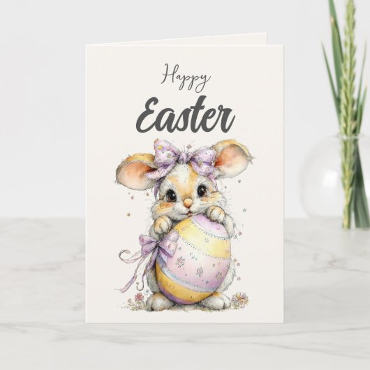 Cute Fluffy Bunny in Spring Pastels Easter Card Feestdagen Kaart (Voorkant)