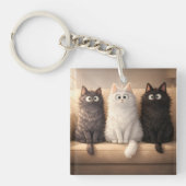 Cute Fluffy Cartoon Cats Whimsical Pet Accessory  Sleutelhanger (voorkant)
