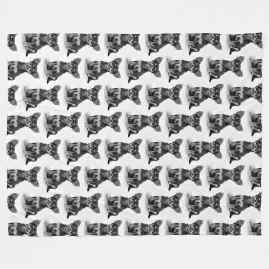 Cute Fluffy Chihuahua Puppy Pattern Fleece Deken (Voorkant (Horizontaal))