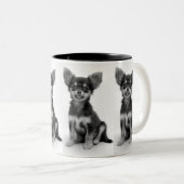 Cute Fluffy Chihuahua Puppy Pattern Tweekleurige Koffiemok (Voorkant rechts)