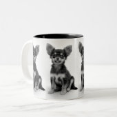 Cute Fluffy Chihuahua Puppy Pattern Tweekleurige Koffiemok (Voorkant links)