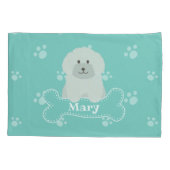 Cute Fluffy Curly Coat Poodle Puppy Dog Monogram Kussensloop (Achterkant)