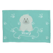 Cute Fluffy Curly Coat Poodle Puppy Dog Monogram Kussensloop (Voorkant)