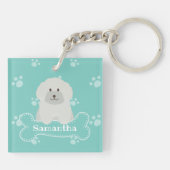 Cute Fluffy Curly Coat Poodle Puppy Dog Monogram Sleutelhanger (Achterkant)