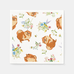 Cute fluffy dogs en weidebloemen Papier Napkin Servet