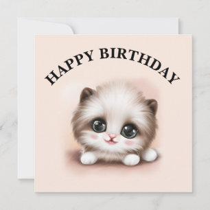 Cute Fluffy Furball Kitten Feestdagenkaart