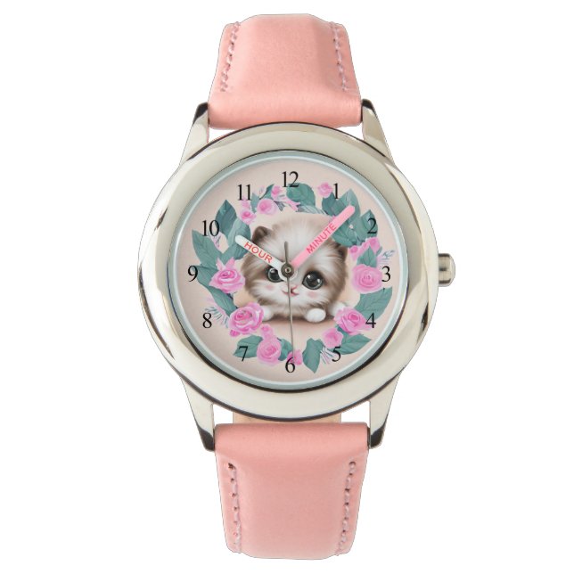 Cute Fluffy Furball Kitten Horloge (Voorkant)