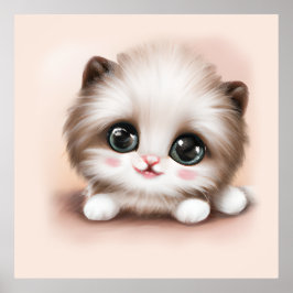Cute Fluffy Furball Kitten Poster