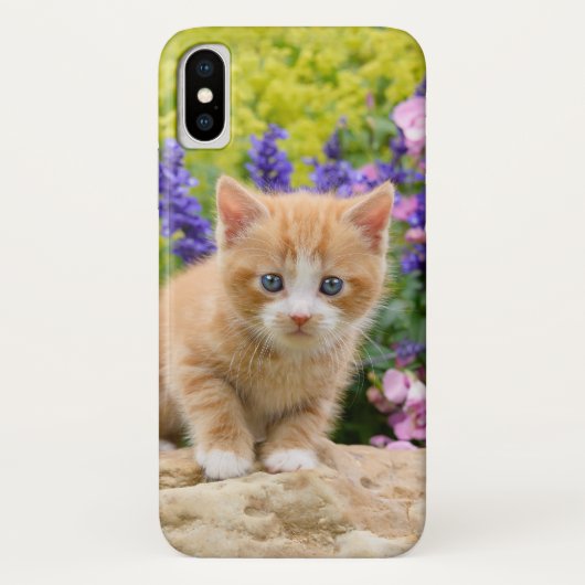 Cute Fluffy Ginger Cat Kitten in Flowers Pet Photo Case-Mate iPhone Case (Achterkant)