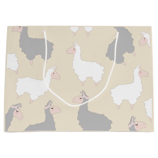 Cute Fluffy Grey & White Llamas Large Cadeautasje (Voorkant)
