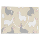 Cute Fluffy Grey & White Llamas Large Cadeautasje (Achterkant)