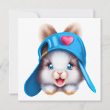 Cute Fluffy Hiphop Baby Bunny met blauw Pet
